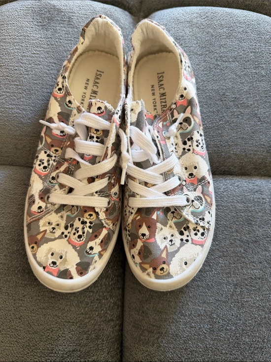 Isaac Mizrahi Shoes - Isaac Mizrahi White Canvas Sneakers with Multi-Color Dog Print